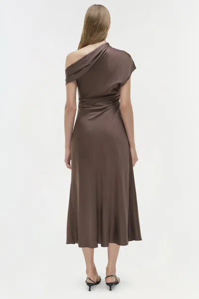 Simkhai Satin Asymmetric Joanna Midi Dress