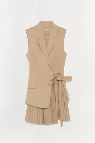 Simkhai Women's Eman Pleated Mini Dress In Camel