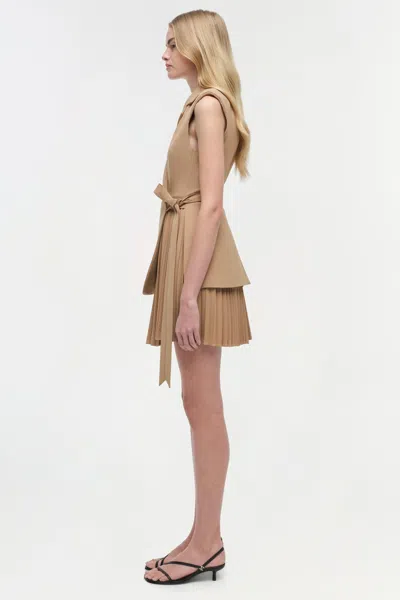 Simkhai Women's Eman Pleated Mini Dress In Camel