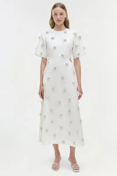 Simkhai Women's Short Sleeve Starla Embellished Midi Dress In White