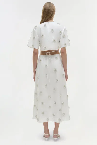 Simkhai Women's Short Sleeve Starla Embellished Midi Dress In White