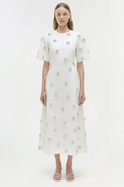 Simkhai Women's Short Sleeve Starla Embellished Midi Dress In White