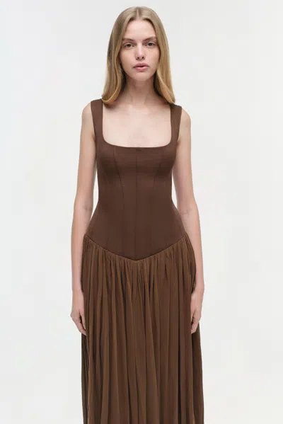 Simkhai Women's Jamie Jersey Midi Dress In Cocoa