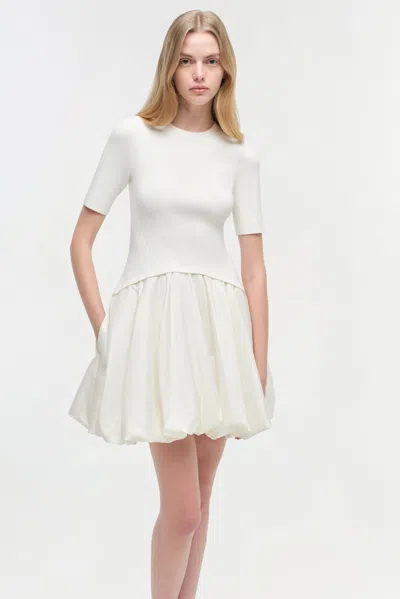 Simkhai Kenz Knit Ruffle Mini Dress In Ivory