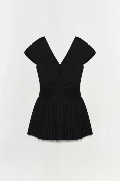 Simkhai Womens Black Avarie Pleated Woven Mini Dress In Black