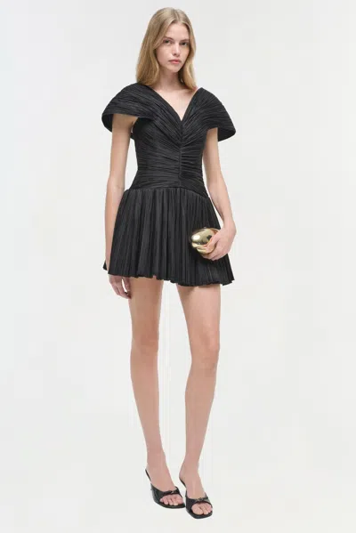 Simkhai Womens Black Avarie Pleated Woven Mini Dress In Black