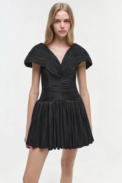 Simkhai Womens Black Avarie Pleated Woven Mini Dress In Black
