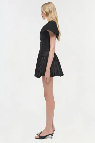 Simkhai Womens Black Avarie Pleated Woven Mini Dress In Black