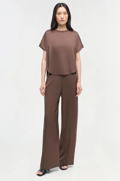 Simkhai Women's Wide Leg Kyra Satin Wide Leg Pant In Cocoa