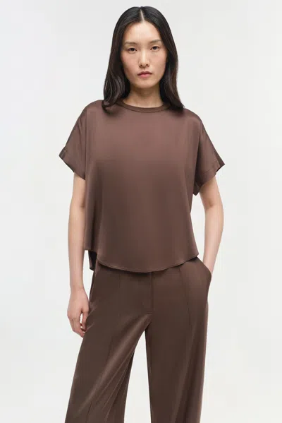 Simkhai Women's Wide Leg Kyra Satin Wide Leg Pant In Cocoa