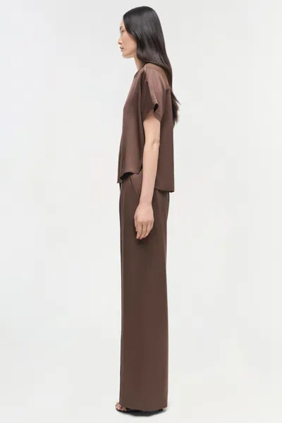 Simkhai Women's Wide Leg Kyra Satin Wide Leg Pant In Cocoa