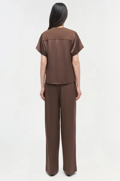 Simkhai Women's Wide Leg Kyra Satin Wide Leg Pant In Cocoa