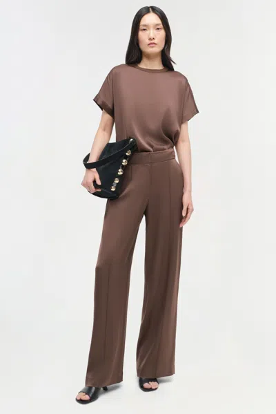 Simkhai Women's Wide Leg Kyra Satin Wide Leg Pant In Cocoa