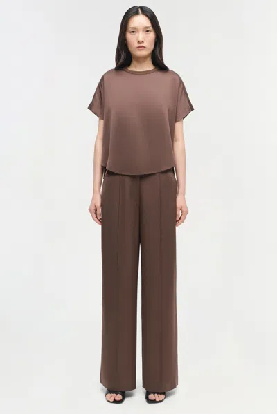 Simkhai Women's Wide Leg Kyra Satin Wide Leg Pant In Cocoa