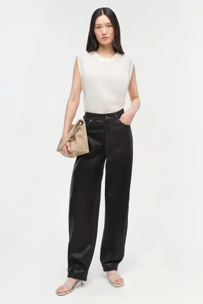 Simkhai Women's Waldon Leather Curved Leg Pant In Black