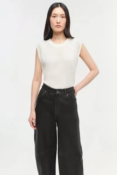 Simkhai Women's Waldon Leather Curved Leg Pant In Black