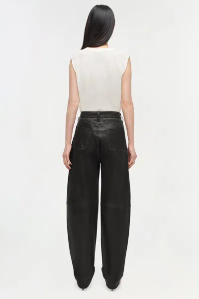 Simkhai Women's Waldon Leather Curved Leg Pant In Black