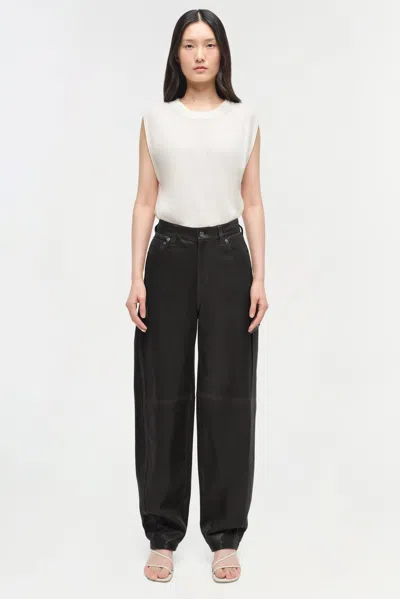 Simkhai Women's Waldon Leather Curved Leg Pant In Black