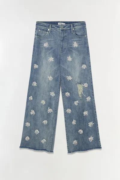 Simkhai Women's Wide Leg Jude Wide Crop Jean In Distressed Brickell