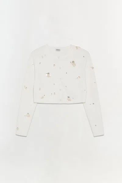 Simkhai Women's Knitted Zadie Embellished Cropped Cardigan In Ivory