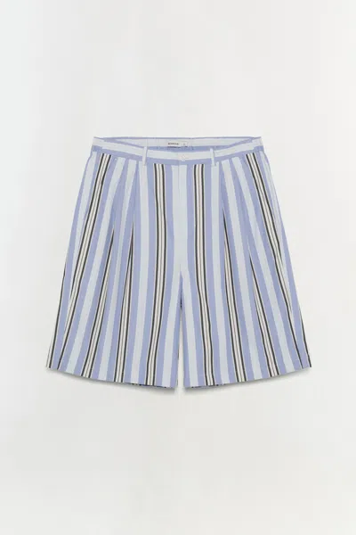 Simkhai Men's Hugh Poplin Shorts In Blue Multi Stripe