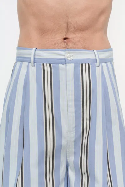 Simkhai Men's Hugh Poplin Shorts In Blue Multi Stripe