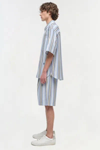 Simkhai Men's Hugh Poplin Shorts In Blue Multi Stripe
