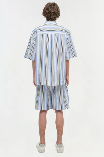 Simkhai Men's Hugh Poplin Shorts In Blue Multi Stripe