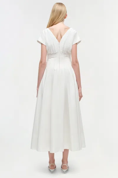 Simkhai Nina Pleated Cotton-blend Poplin Midi Dress In White
