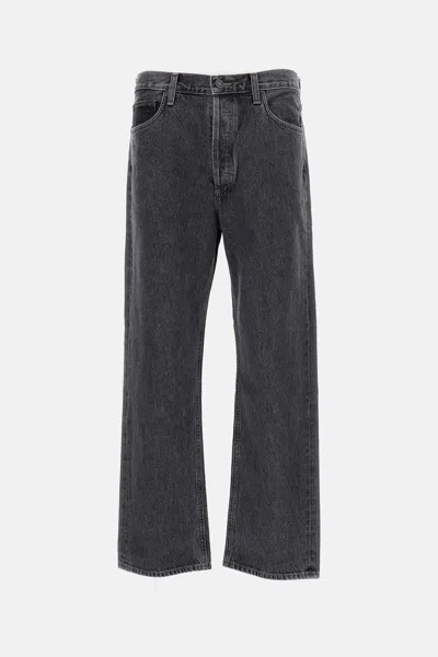Agolde Denim Trousers With Belt Loops In Black