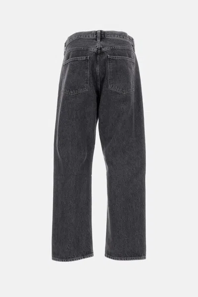 Agolde Denim Trousers With Belt Loops In Black
