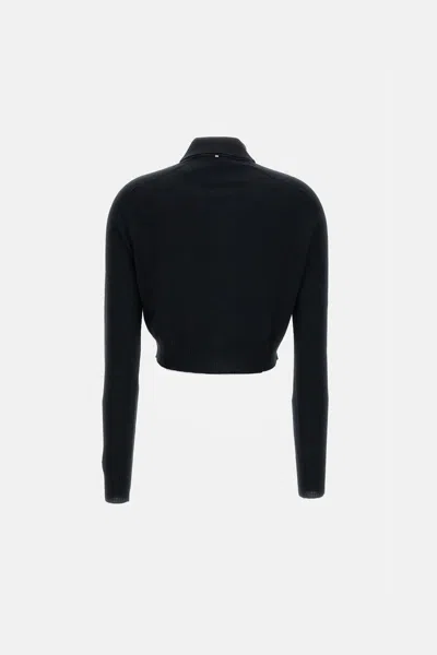 Sportmax Perseo Cropped Wool Cardigan Collar In Black