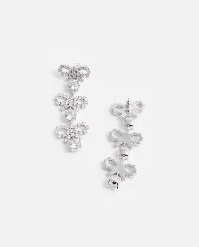 Self-portrait Micro Bow Crystal Tiered Earrings In White