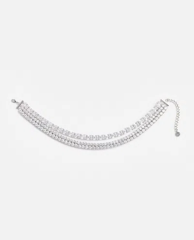 Self-portrait Multi Crystal Choker In Metallic