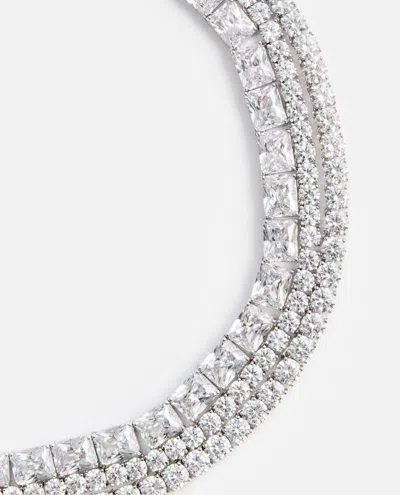 Self-portrait Multi Crystal Choker In Metallic