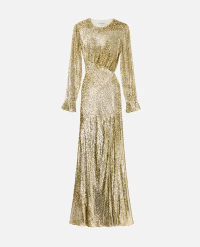 Self-portrait Long Dress In Gold Thread Dresses Gold