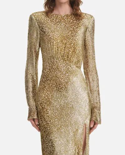 Self-portrait Long Dress In Gold Thread Dresses Gold