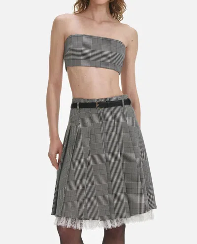 Self-portrait Prince Of Wales Check Pleated Midi Skirt In Gray