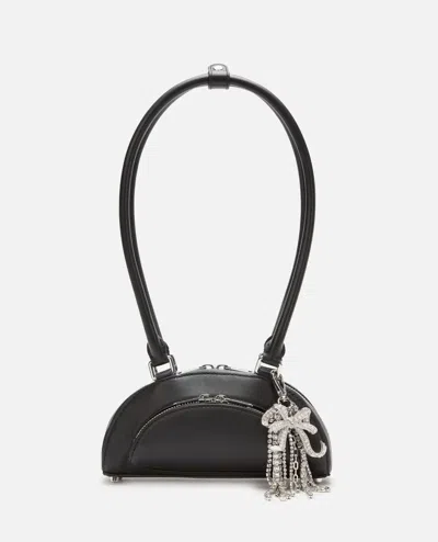 Self-portrait Black Leather Mini Shoulder Bag With Charm