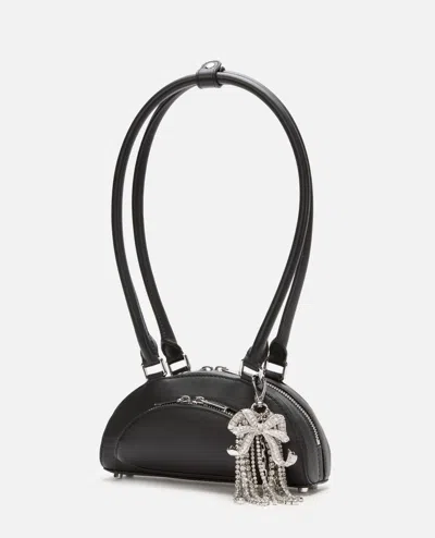 Self-portrait Black Leather Mini Shoulder Bag With Charm