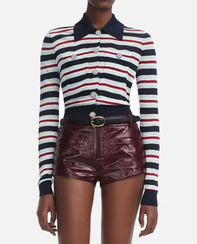 Self-portrait Maglia Navy Striped Viscose