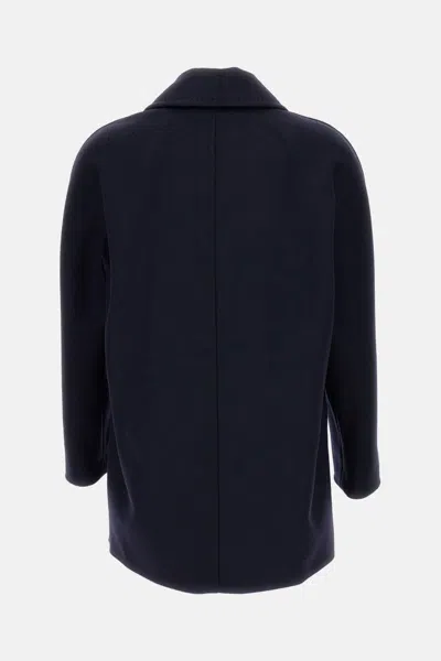 Max Mara Blue Broadcloth Sheree Double-breasted Pea Coat In Blue