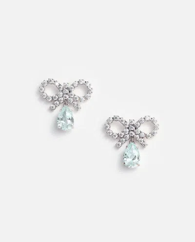 Self-portrait Micro Bow Blue Droplet Earrings