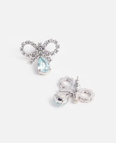 Self-portrait Micro Bow Blue Droplet Earrings
