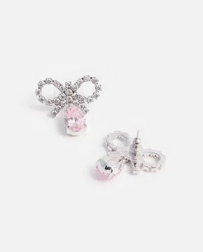 Self-portrait Micro Bow Pink Droplet Earrings