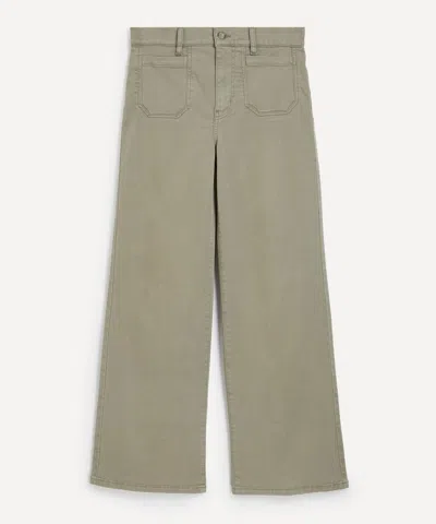 Frame Le Slim Palazzo Patch Pocket High Waist Wide Leg Jeans In Green