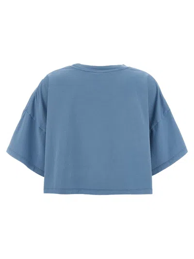 Chloé Oversize Signature Logo Crop Graphic T-shirt In Blue