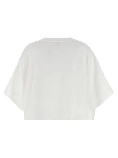 Chloé White Cropped T-shirt With Logo Lettering Print In Cotton Woman In White