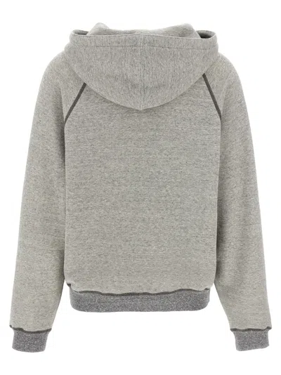 Chloé Hooded Cotton Blend Sweatshirt With Kangaroo Pocket In Gray