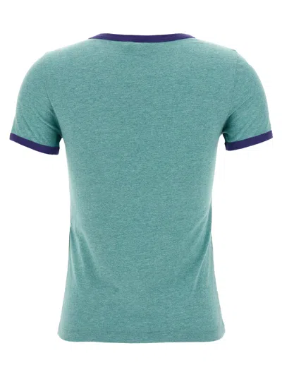 Chloé Green Crewneck T-shirt With Logo Lettering Print On The Front In Cotton Woman In Green